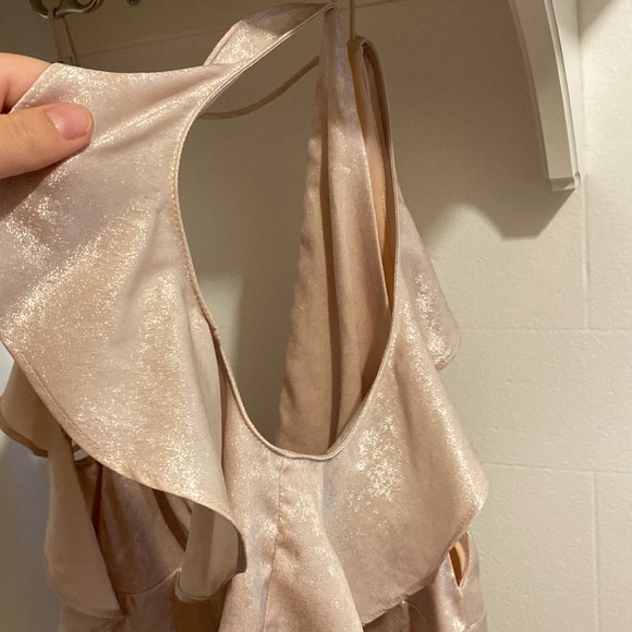 Topshop Cold Shoulder Blush and Metalic maxi dress - Picture 6 of 9